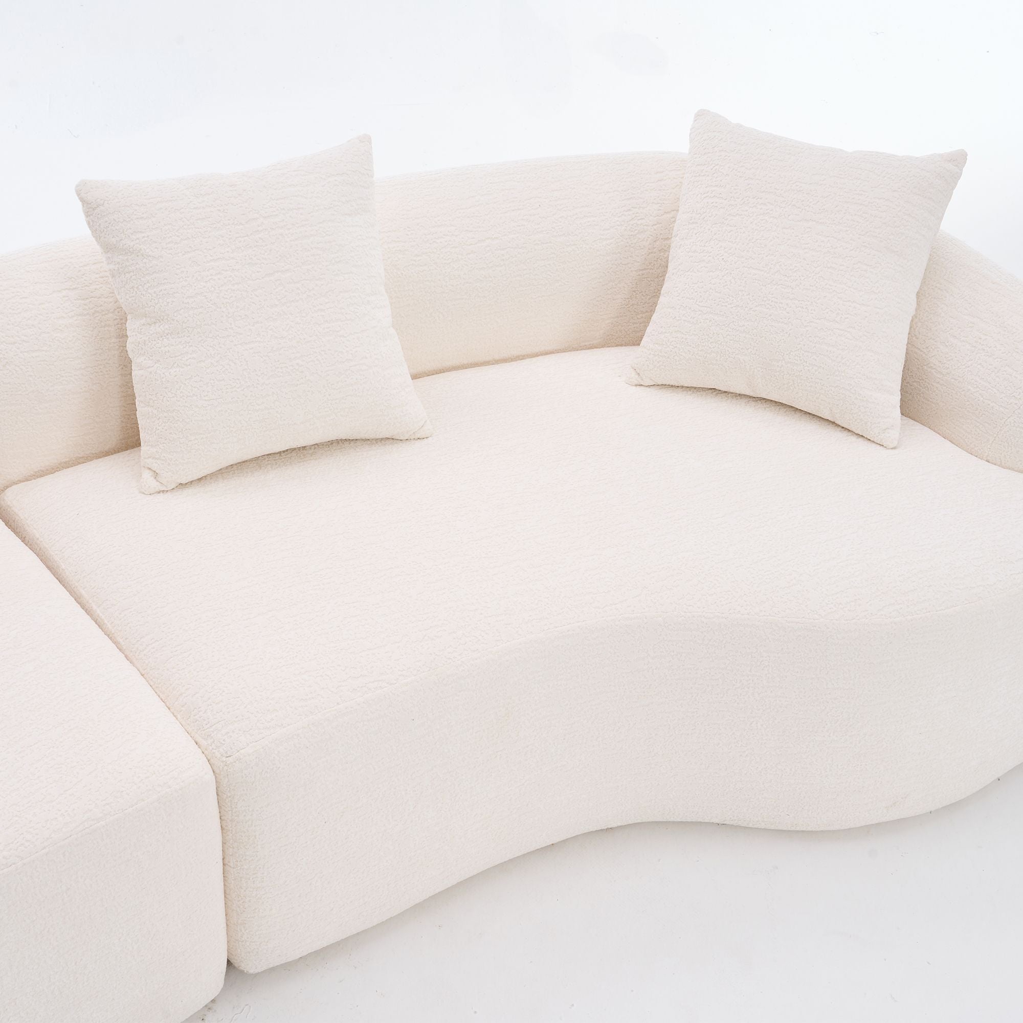 4-Seater White Chenille Sofa