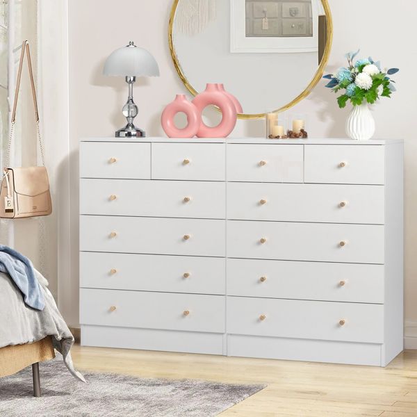 White Modern Simple 6-Drawer Dresser